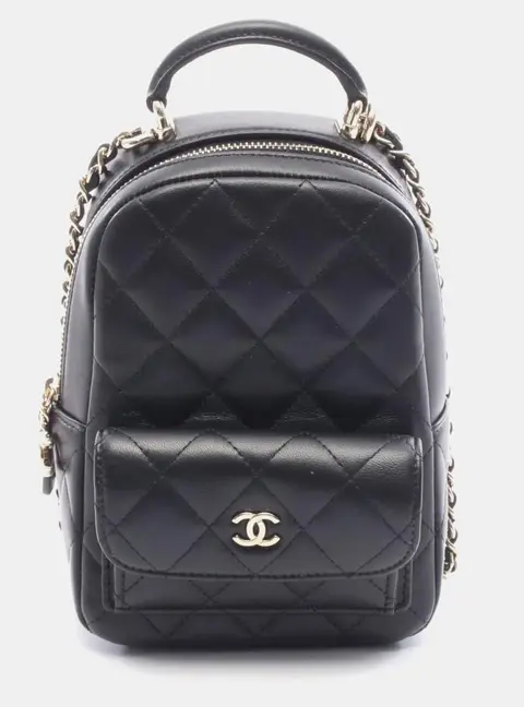 Chanel Mini Matelasse Backpack Black Lambskin Leather Backpack Bag