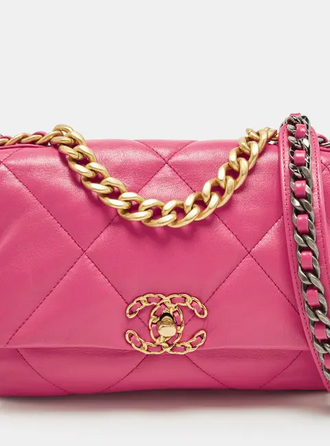 Chanel 19 Flap Small Pink Quilted Leather Bag