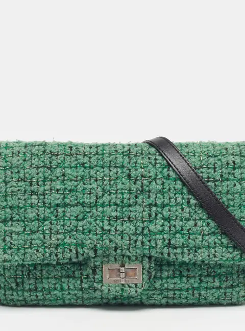 Chanel Classic 227 Flap 2.55 Reissue Green/Black Tweed Bag