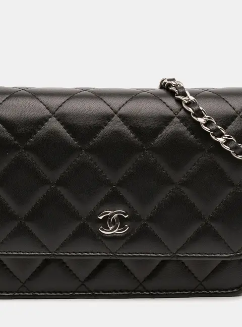 Chanel Wallet on Chain Black Lambskin Leather Crossbody Bag