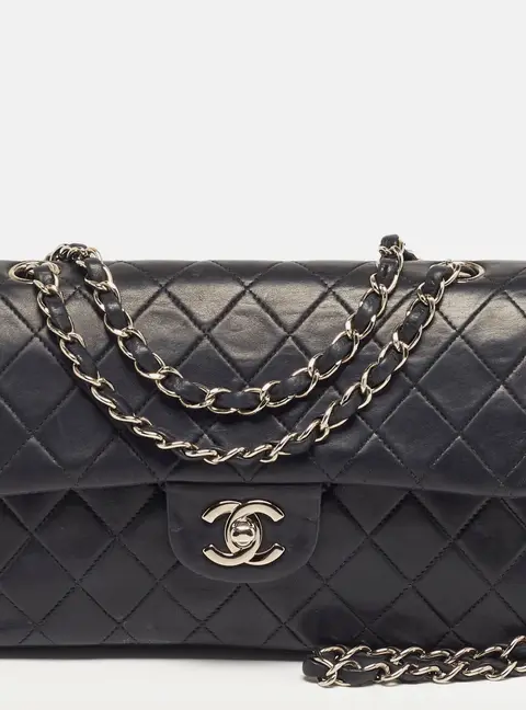 Chanel Classic Double Flap Small Black Quilted Leather Bag