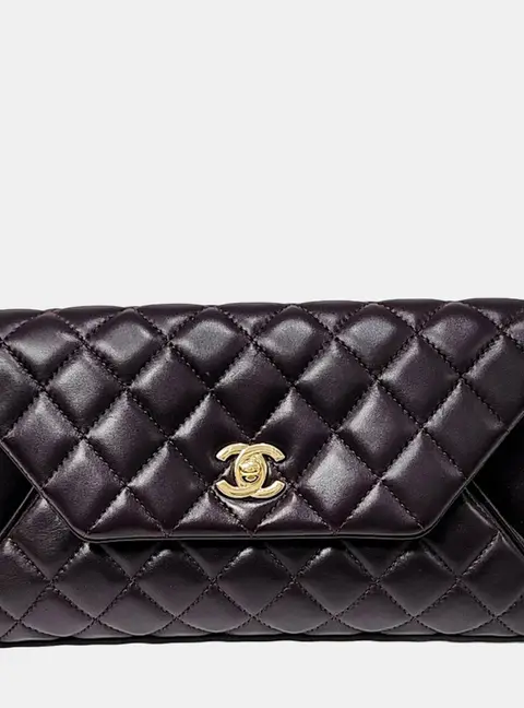 Chanel Flap Bag Clutch Purple Leather Shoulder Bag