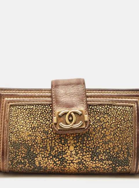 Chanel Boy O-Phone Holder Gold Stingray and Leather Pouch