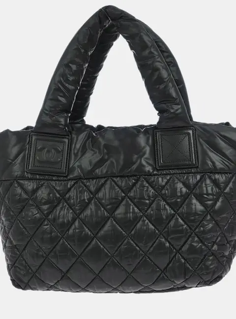 Chanel Black Nylon Calfskin Coco Cocoon Tote Bag