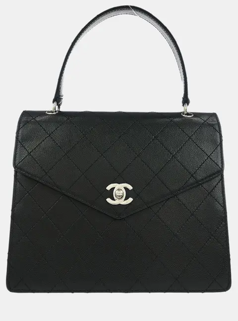 Chanel Small Black Caviar Leather Top Handle Bag