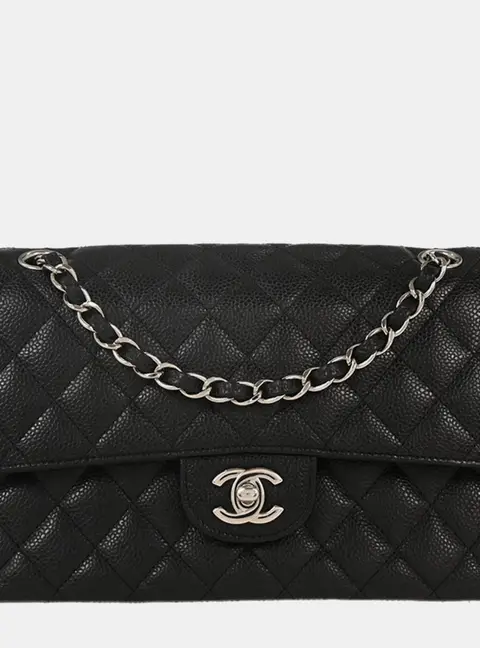 Chanel Black Calfskin Medium Classic Double Flap Shoulder Bag