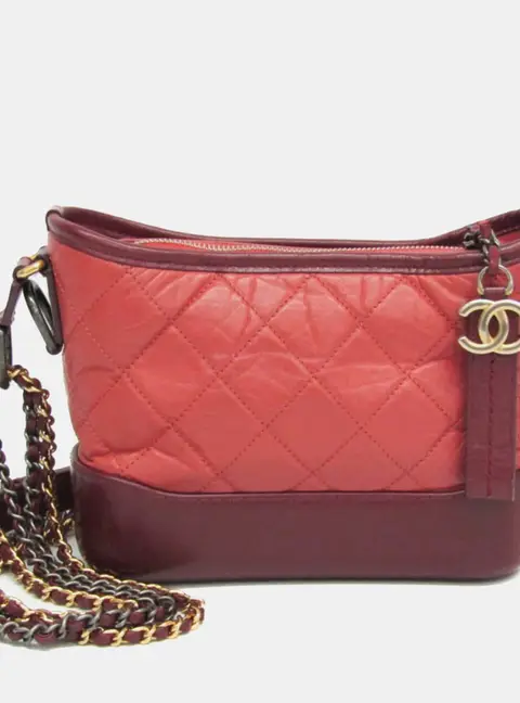 Chanel Gabrielle de Chanel Small Pink Burgundy Leather Shoulder Bag
