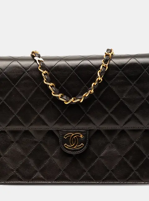 Chanel Classic Jumbo Black Lambskin Leather Single Flap Bag