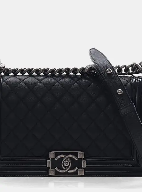 Chanel Boy Medium Patent Calfskin Leather Flap Bag
