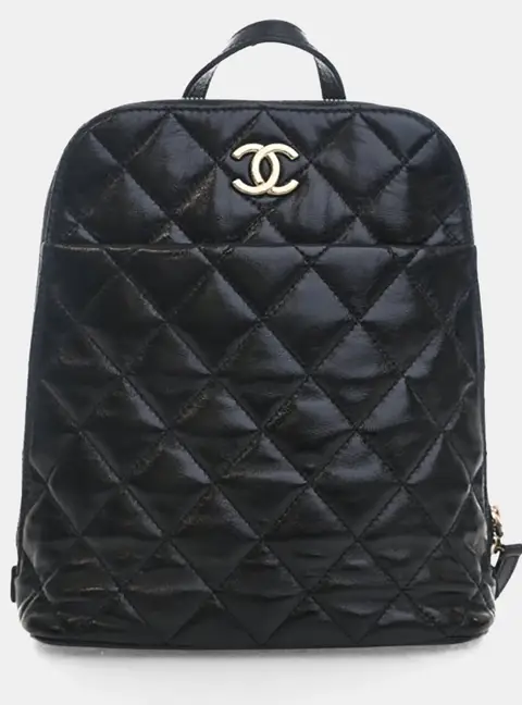Chanel My Pocket Black Crumpled Calfskin Leather Backpack Bag
