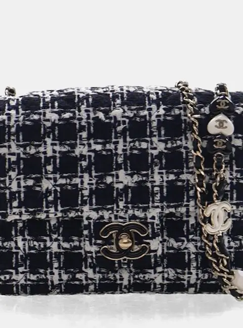 Chanel Square Mini Black Tweed Flap Bag