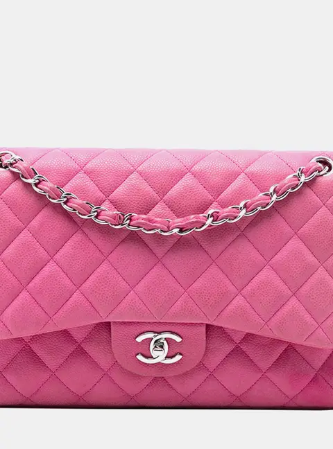 Chanel Jumbo Classic Pink Caviar Leather Double Flap Bag