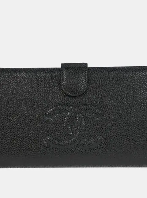 Chanel Flap Wallet Black Caviar Leather Wallet Bag