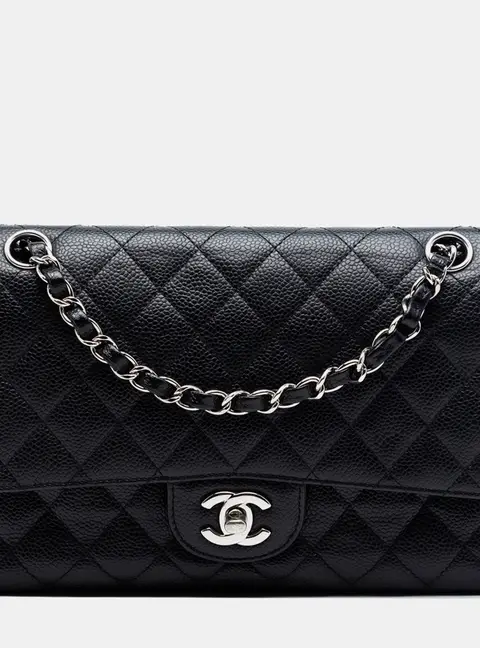 Chanel Classic Medium Flap Black Caviar Leather Shoulder Bag