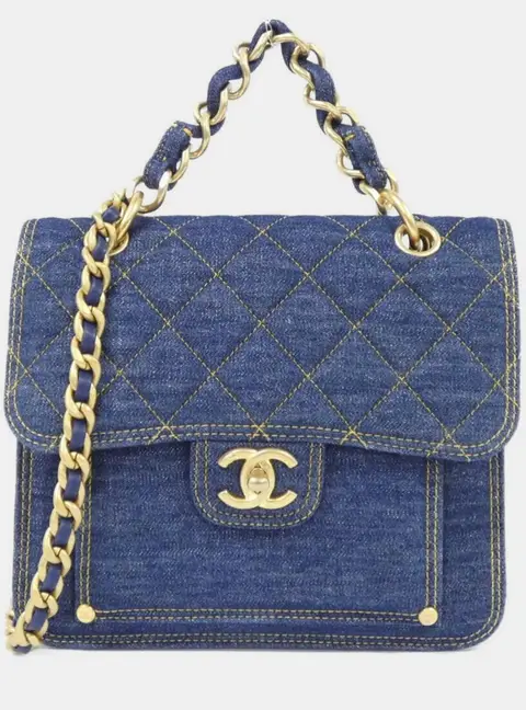 Chanel Shoulder Bag Blue Denim Fabric Shoulder Bag