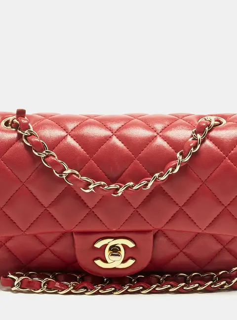Chanel Classic Rectangle Single Flap Mini Red Quilted Leather Bag