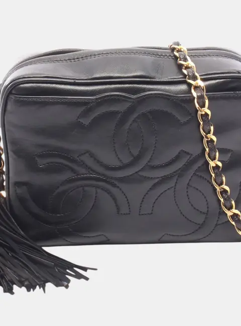Chanel Black CC Lambskin Tassel Camera Bag