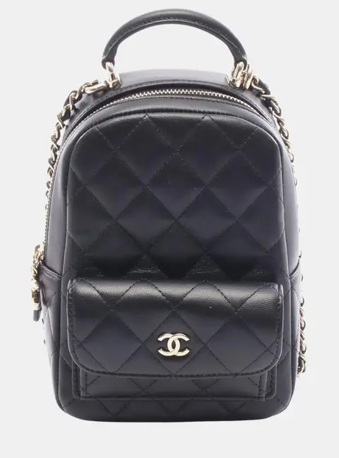 Chanel Mini CC Backpack Black Lambskin Leather Backpack Bag