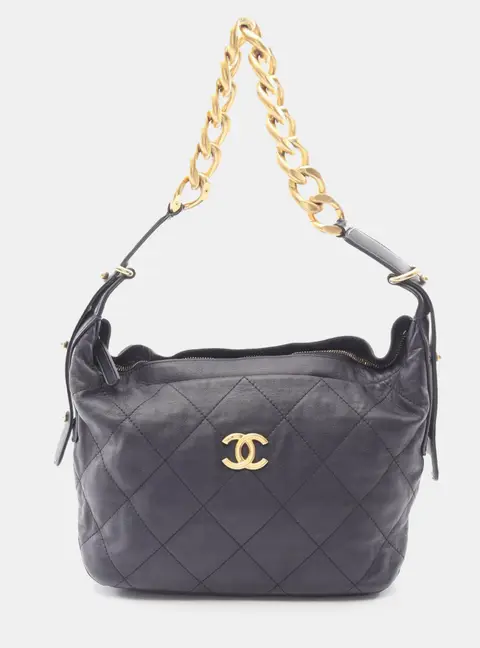 Chanel Hobo Blue Lambskin Leather Shoulder Bag