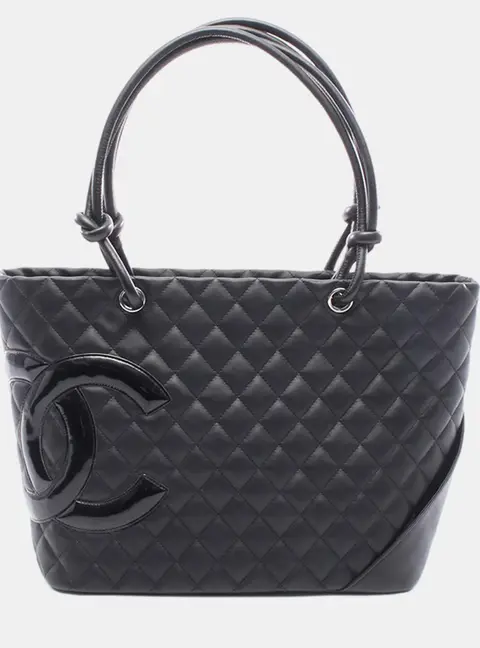 Chanel Cambon Ligne Large Black Lambskin Leather Tote Bag