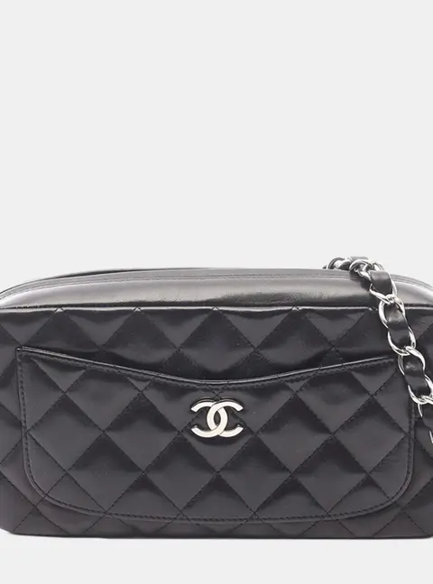 Chanel Black CC Quilted Lambskin Chain Camera Bag
