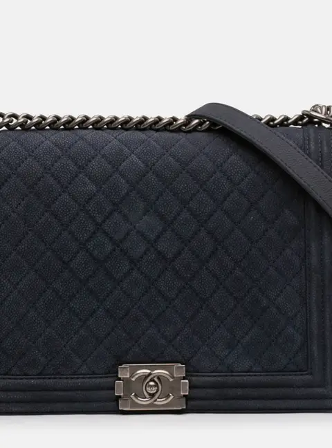 Chanel Boy Large Blue Iridescent Caviar Leather Flap Bag