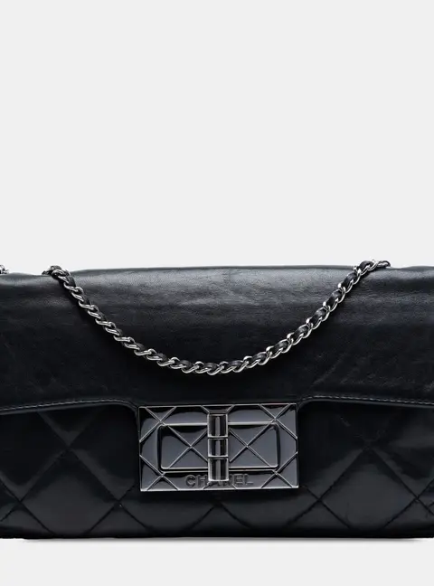 Chanel Black Quilted Lambskin Giant Mademoiselle Turnlock Shoulder Bag