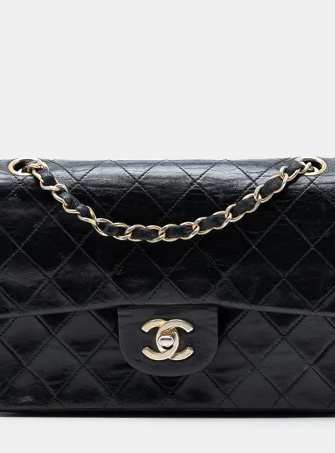 Chanel Classic Small Black Lambskin Leather Double Flap Bag