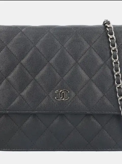 Chanel Matelasse Shoulder Bag In Black Caviar Skin