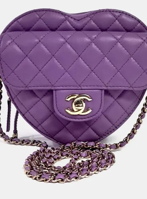 Chanel Heart Purple Lambskin Leather Shoulder Bag