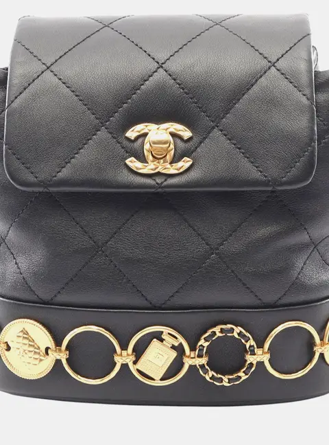 Chanel Small Black Lambskin Leather Backpack Bag