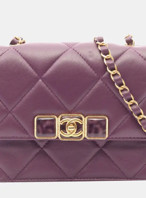 Chanel Purple Mini Quilted Lambskin Resin CC Flap Bag