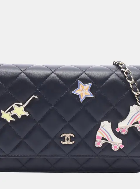 Chanel Wallet On Chain Black Lambskin Leather Crossbody Bag