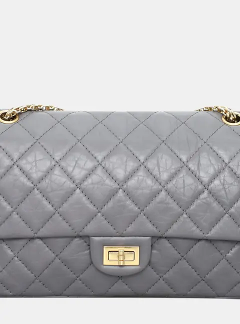 Chanel Reissue 2.55 226 Grey Quilted Lambskin Leather Double Flap Bag