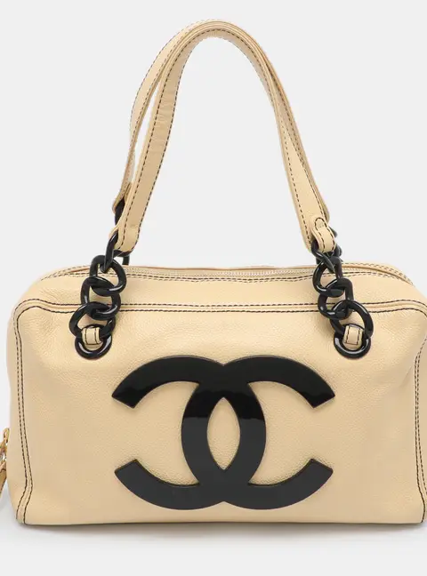 Chanel CC Yellow Caviar Leather Bowler Bag