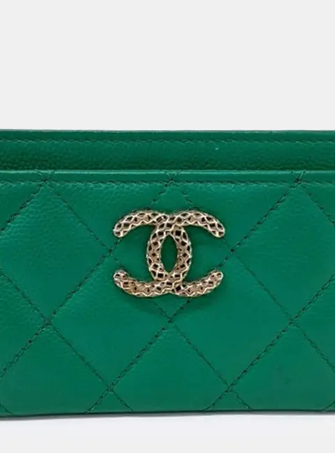 Chanel AP3188 Green Caviar Leather Card Holder