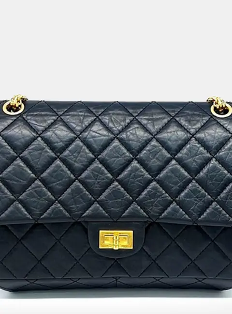 Chanel 2.55 Black Leather Shoulder Bag