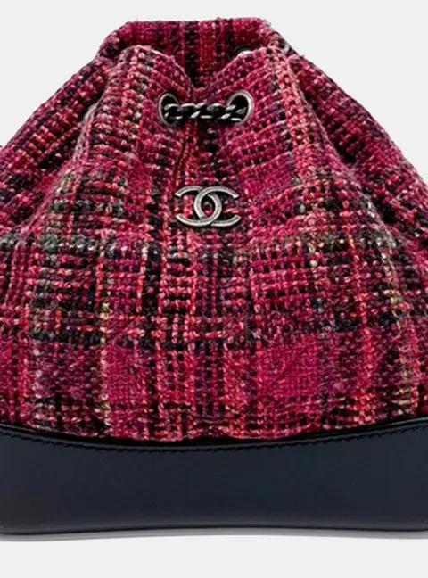 Chanel Gabrielle Small Multicolor Tweed Leather Drawstring Bag