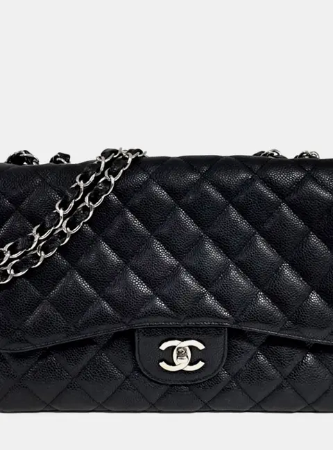 Chanel Classic Jumbo Black Caviar Leather Flap Bag