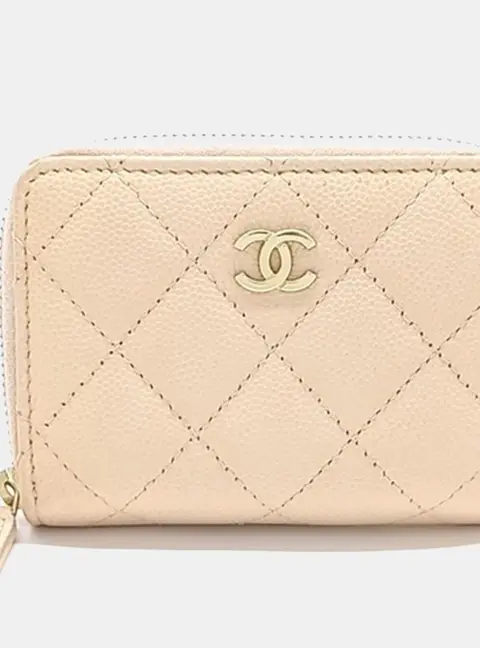 Chanel Classic Medium Light Pink Caviar Leather Wallet Bag