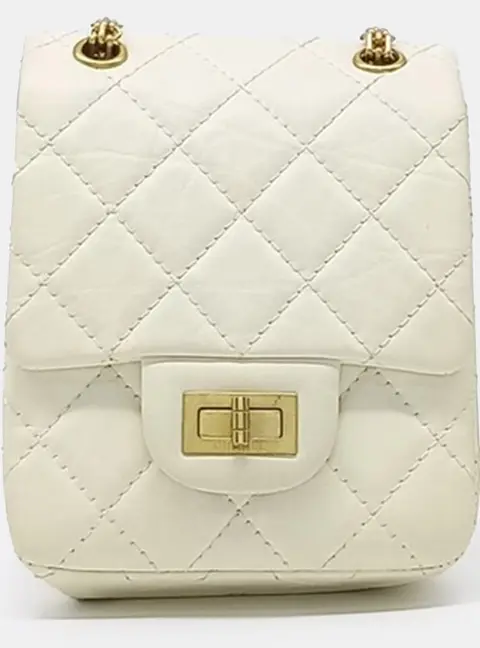 Chanel 2.55 Vintage Mini White Leather Crossbody Bag