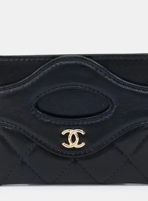 Chanel 31 Shopping Card Holder Black Quilted Leather Card Holder Bag