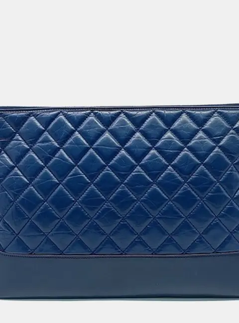 Chanel Gabrielle Large Navy Blue Calfskin Leather Pouch Bag