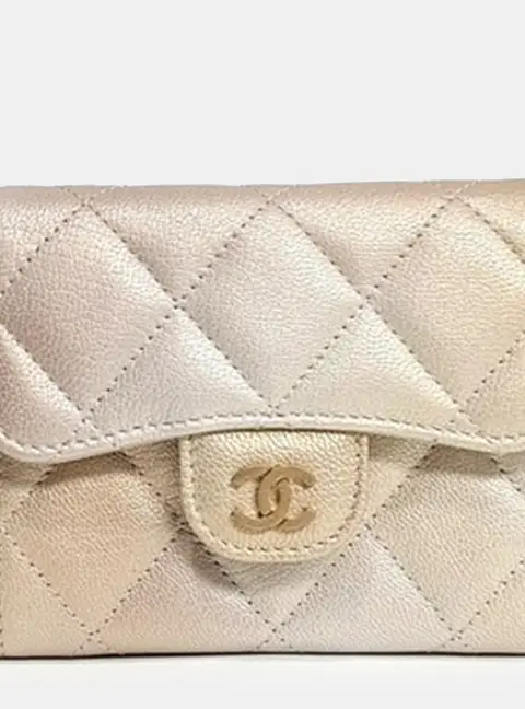 Chanel AP0238 Metallic Gold Leather Chain Card Wallet Bag
