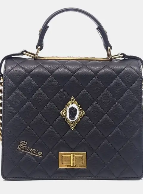 Chanel Black Leather Dylan 2.55 Top Handle Chain Shoulder Bag