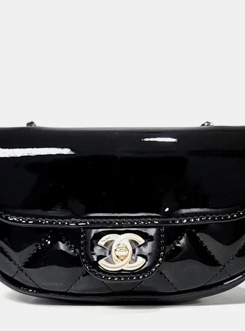 Chanel Mini Flap Bag Black Patent Leather Crossbody Bag