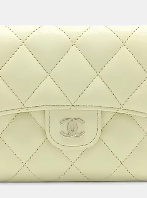 Chanel Classic Small Yellow Caviar Leather Wallet Bag