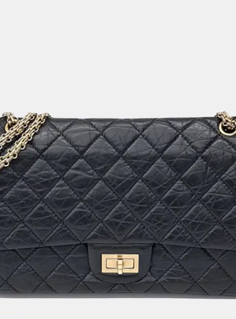 Chanel 2.55 Black Leather Flap Bag