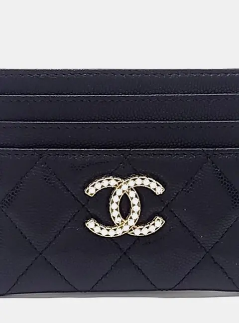 Chanel Classic Card Holder Black Grained Calfskin Leather Wallet