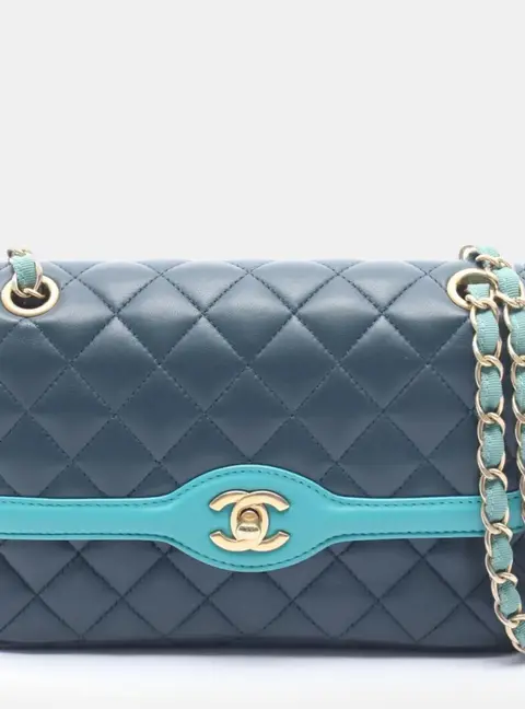 Chanel Two-Tone Day Leather Single Flap Shoulder Bag